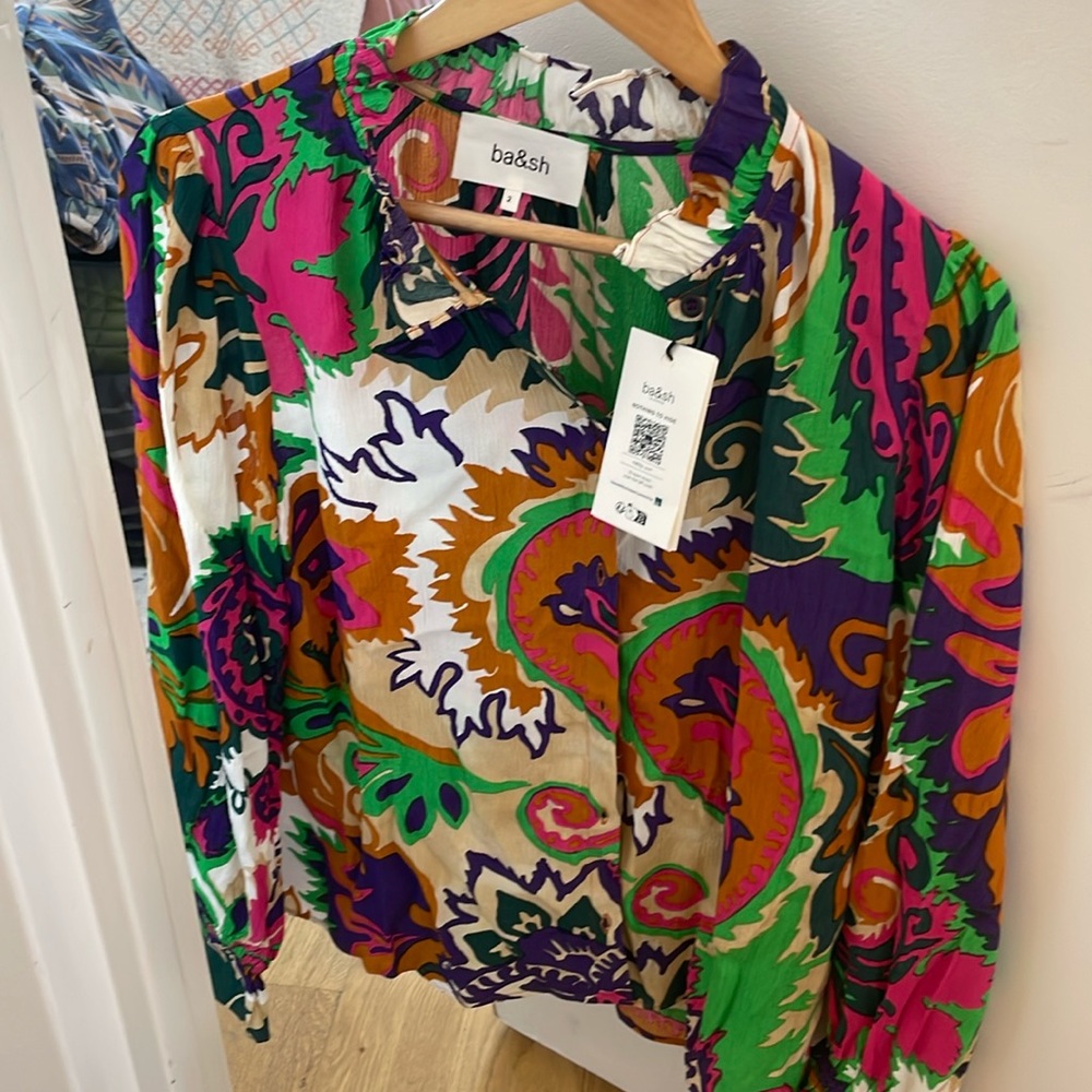Ba&sh Paris natsy blouse, never worn with tags. Colorful.